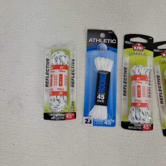 Kiwi Shoe Laces Boots Shoes Boot 45 inch Reflective Sneakers White Athletic Lot - Picture 2 of 5